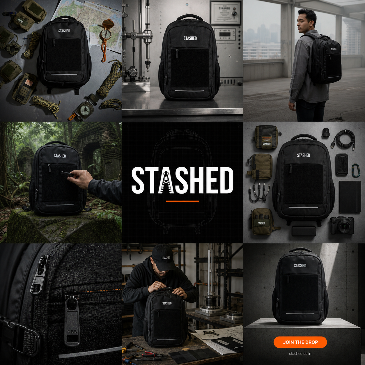 Stashed brand collage from the product archive.
